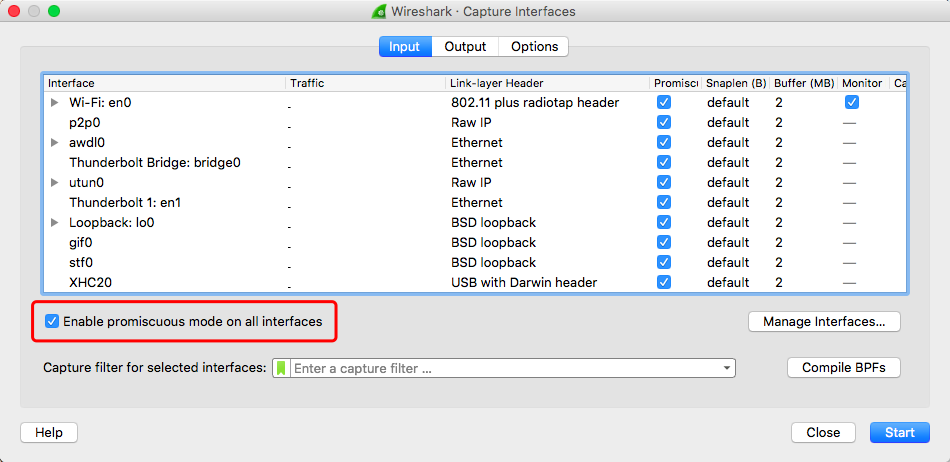 wireshark setting